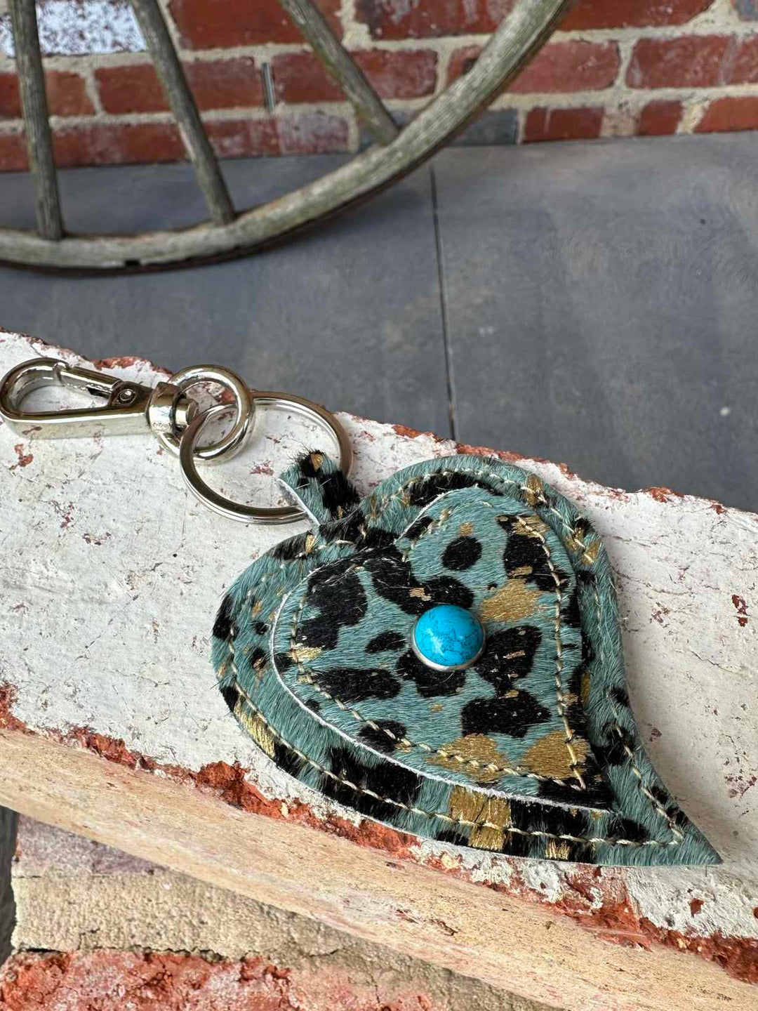 Key Ring - Genuine Hide Heart Key Fob/ Bag Charm