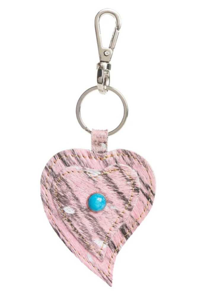 Key Ring - Genuine Hide Heart Key Fob/ Bag Charm