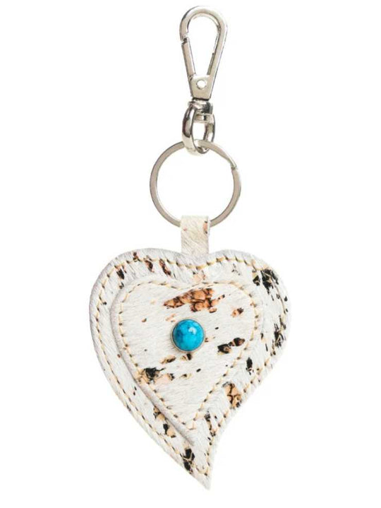 Key Ring - Genuine Hide Heart Key Fob/ Bag Charm