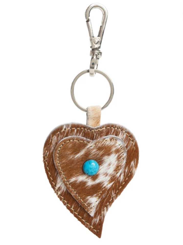 Key Ring - Genuine Hide Heart Key Fob/ Bag Charm