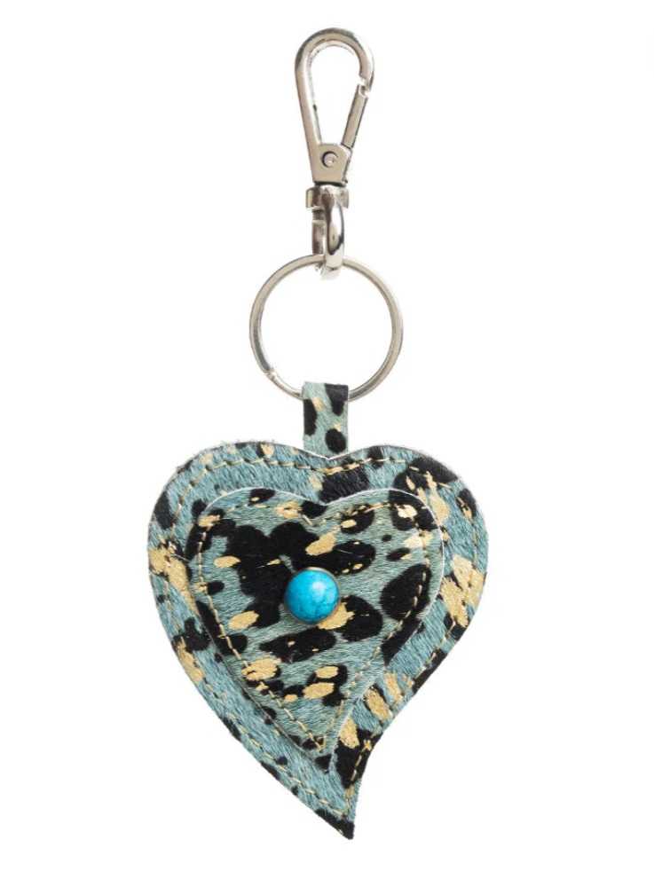 Key Ring - Genuine Hide Heart Key Fob/ Bag Charm