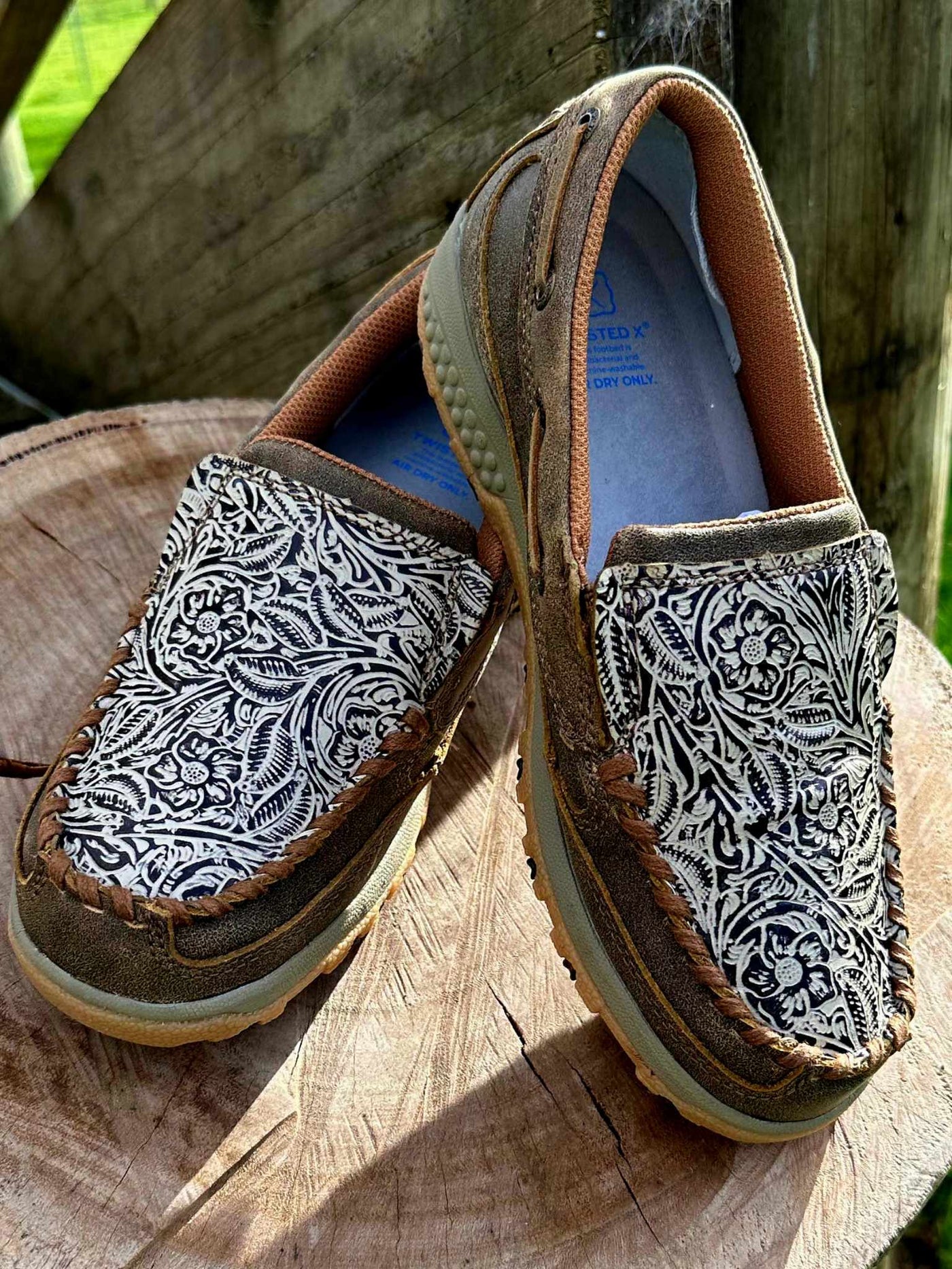 Twisted x Cell Stretch  Casual Leather Driving Mocs Embossed Leather
