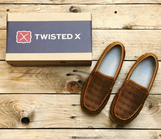 Twisted x Cell Stretch Casual Leather Driving Mocs Western Shoes Barbwire Size 9