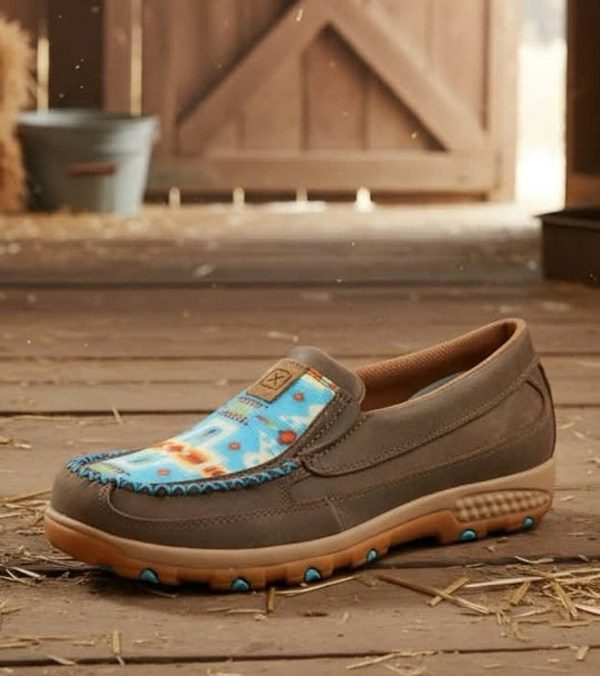 Twisted x Cell Stretch Casual Leather Driving Mocs Western