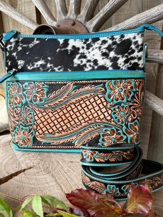 Western Hide & Genuine Tooled Leather Crossbody