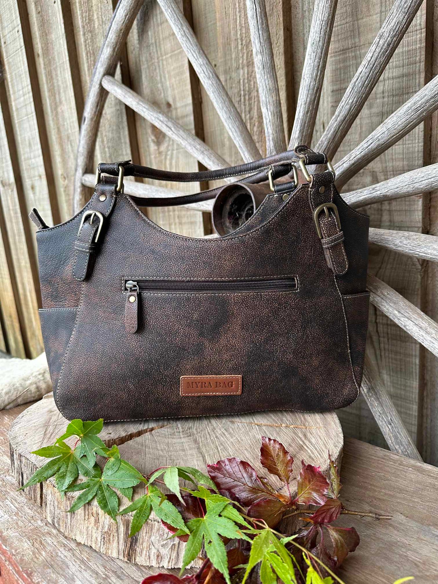 Western Leather Genuine Tooled Tote Handbag