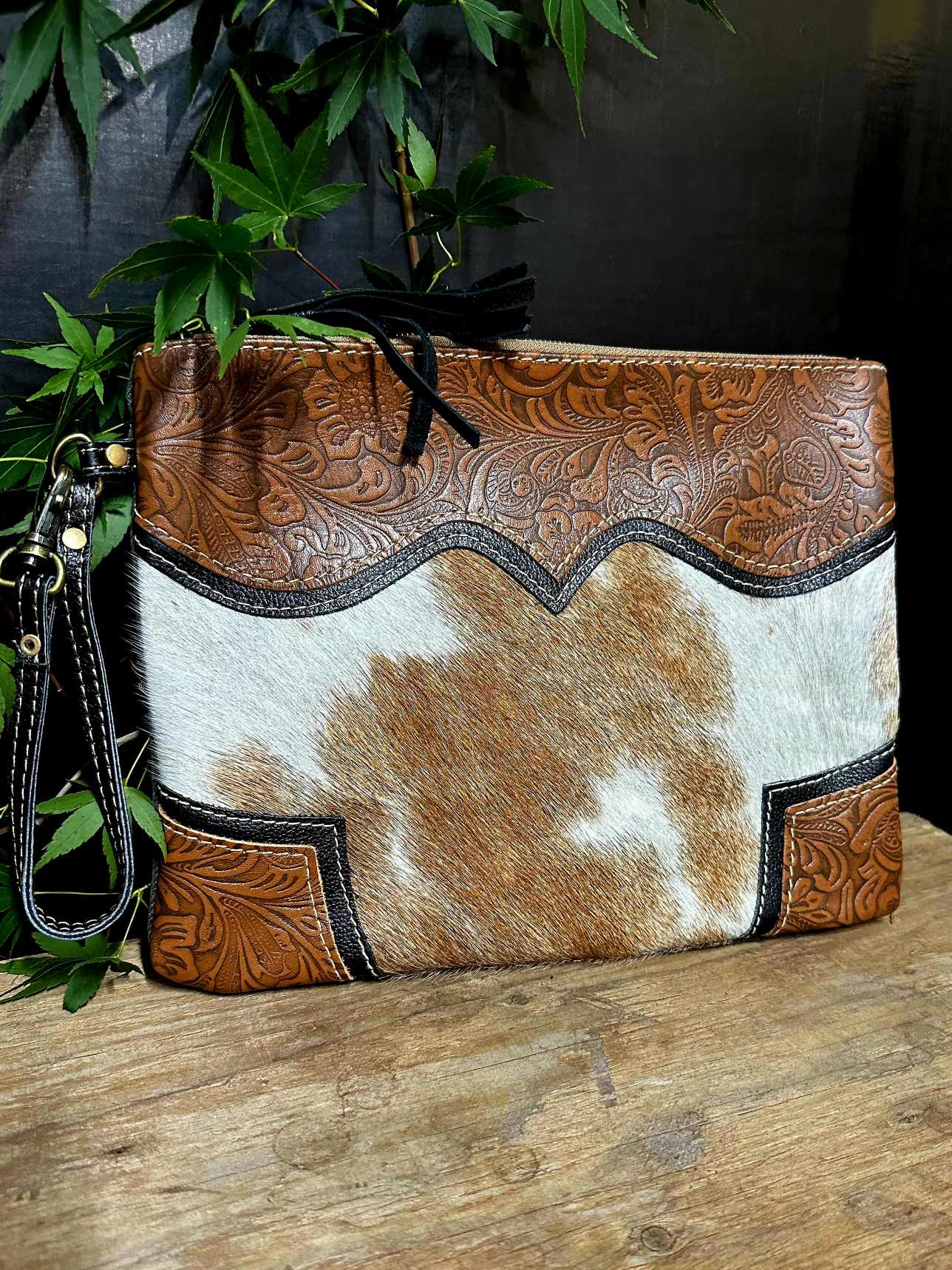 Western Hide Recycled Canvas Clutch Wristlet