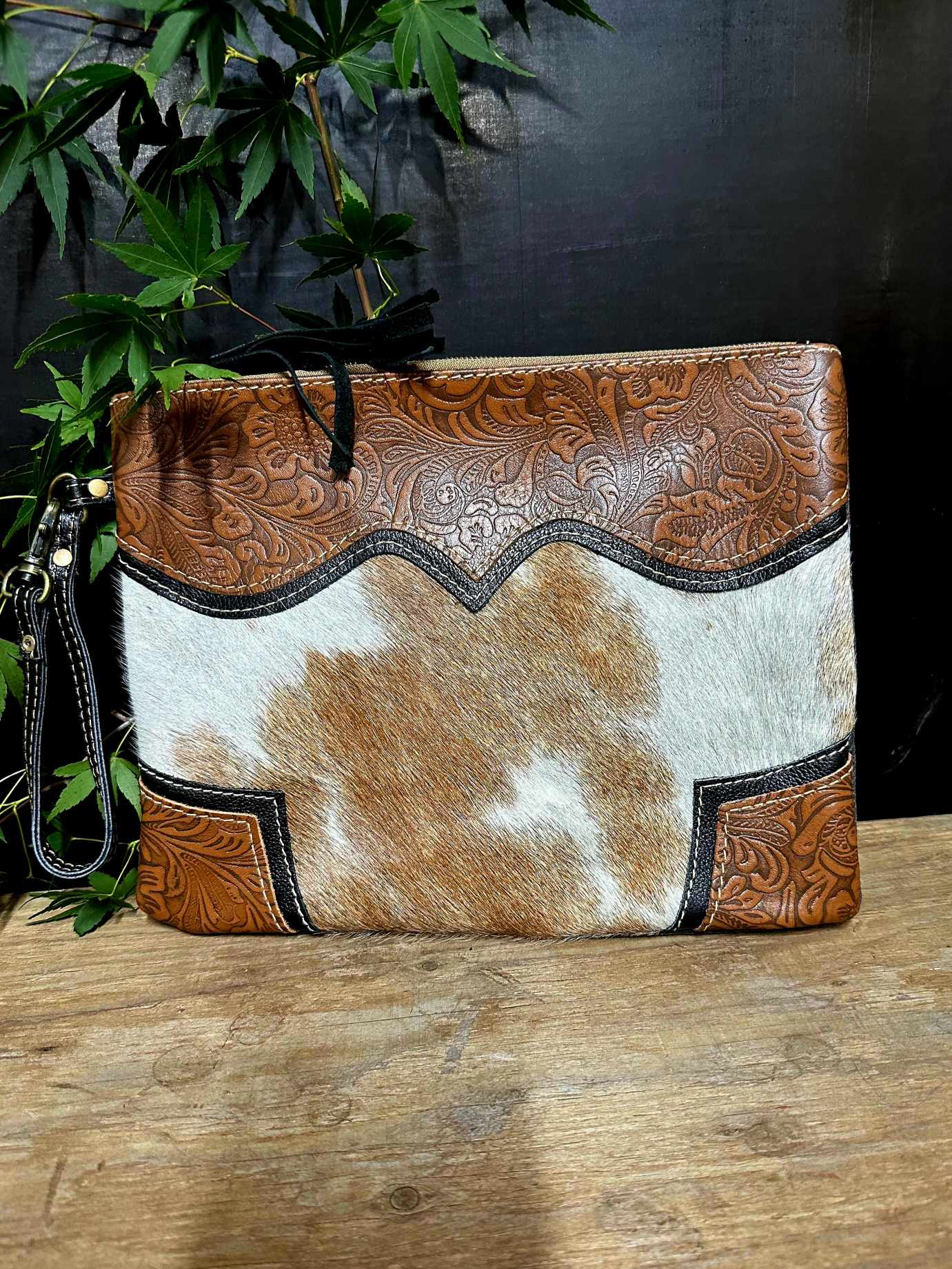 Western Hide Recycled Canvas Clutch Wristlet