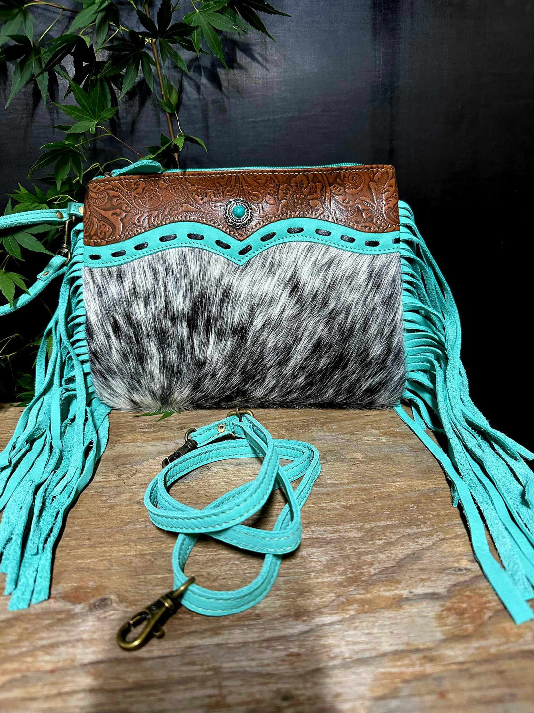 Western Hide Recycled Canvas Crossbody Handbag