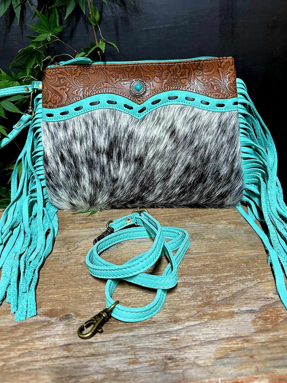 Western Hide Recycled Canvas Crossbody Handbag