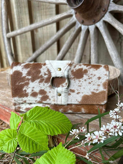 Western Hide Purse Genuine Hair on Hide and Leather  Tan & White Hide