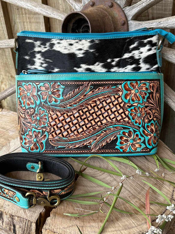 Western Hide & Genuine Tooled Leather Crossbody