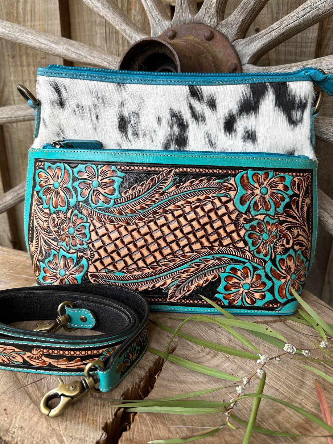 Western Hide & Genuine Tooled Leather Crossbody