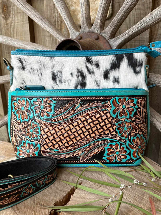 Western Hide & Genuine Tooled Leather Crossbody