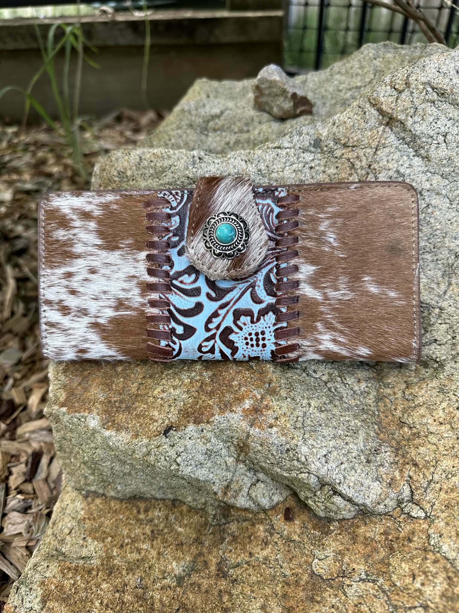 Western Hide & Leather Tooled Turquoise Wallet – SJK Country