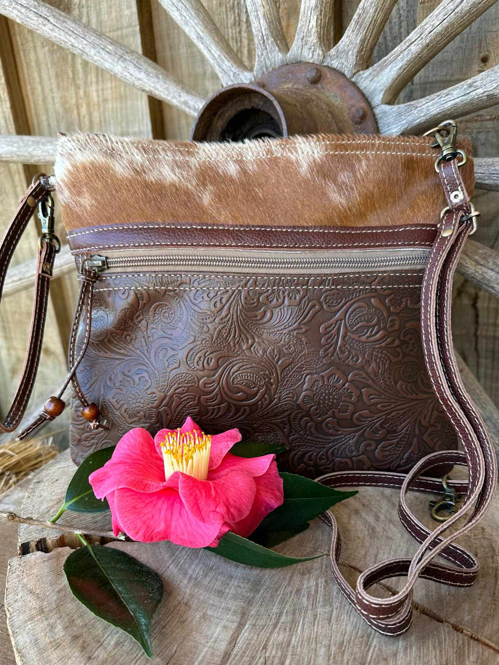 Western Hide Embossed Leather Crossbody