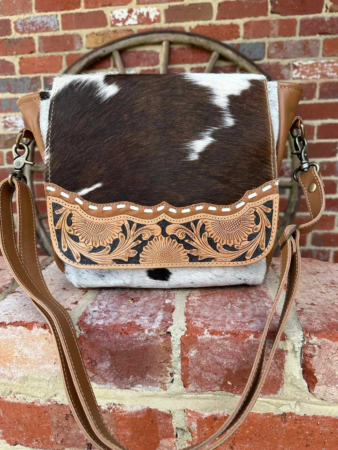 Western Hide &  Tooled Leather Crossbody