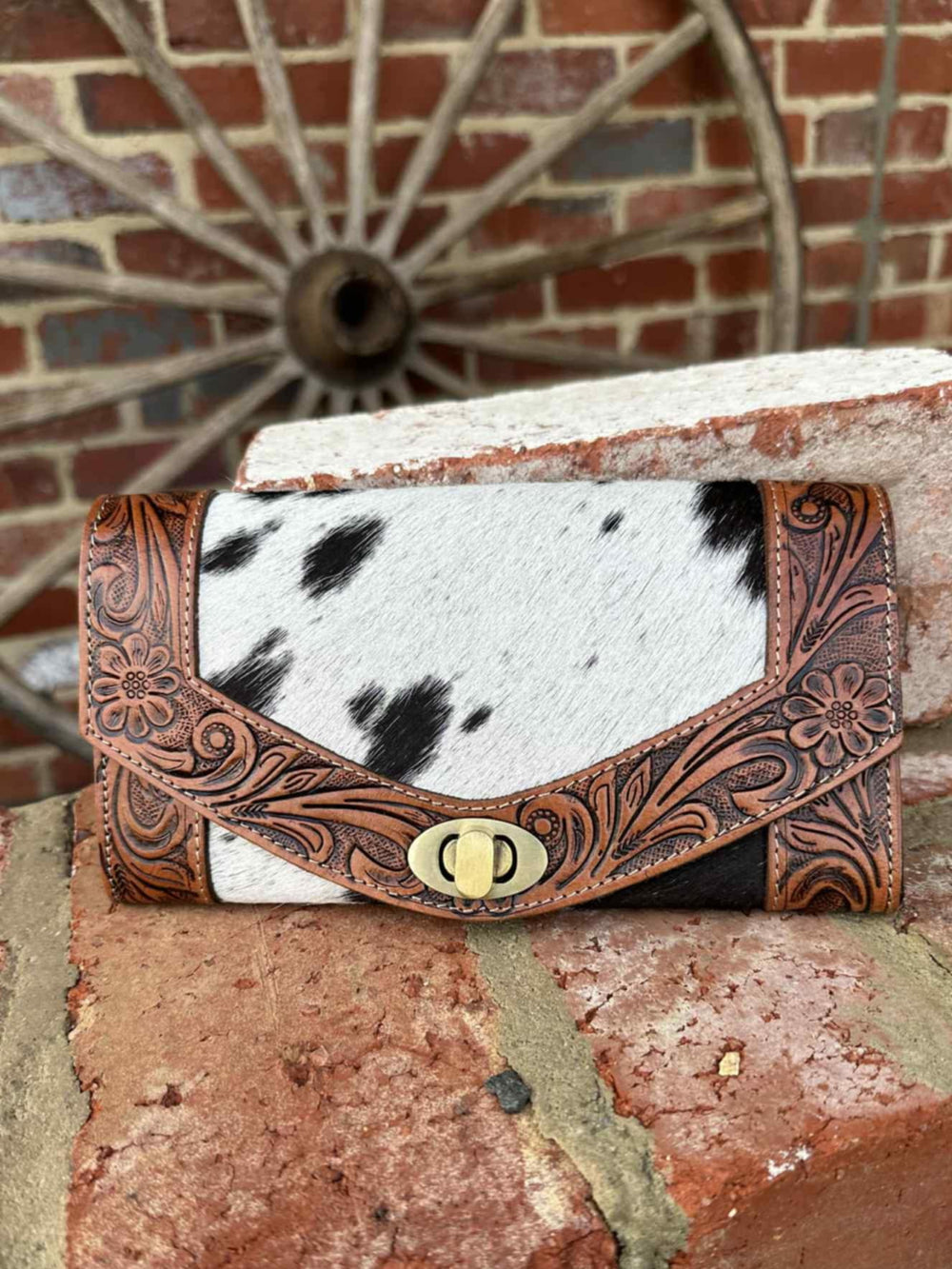 Western Hide and Tooled Leather Purse