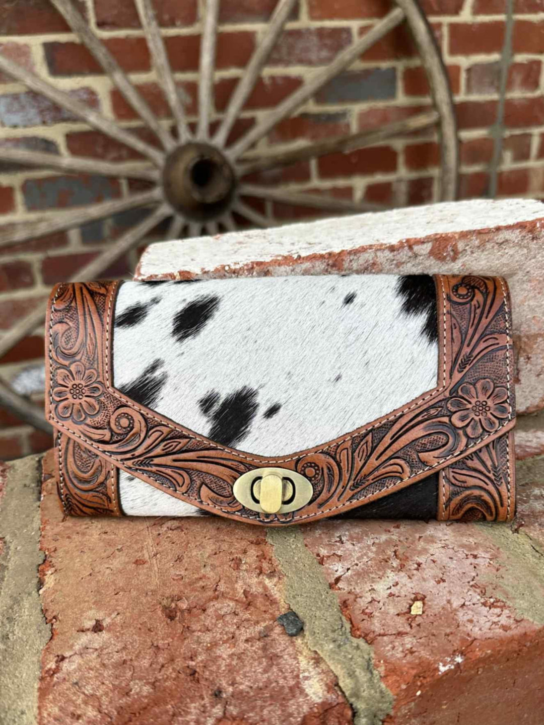Western Hide and Tooled Leather Purse