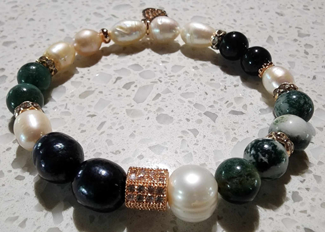 Jewellery - Genuine Semi Precious Gemstone & Freshwater Pearl Bracelet