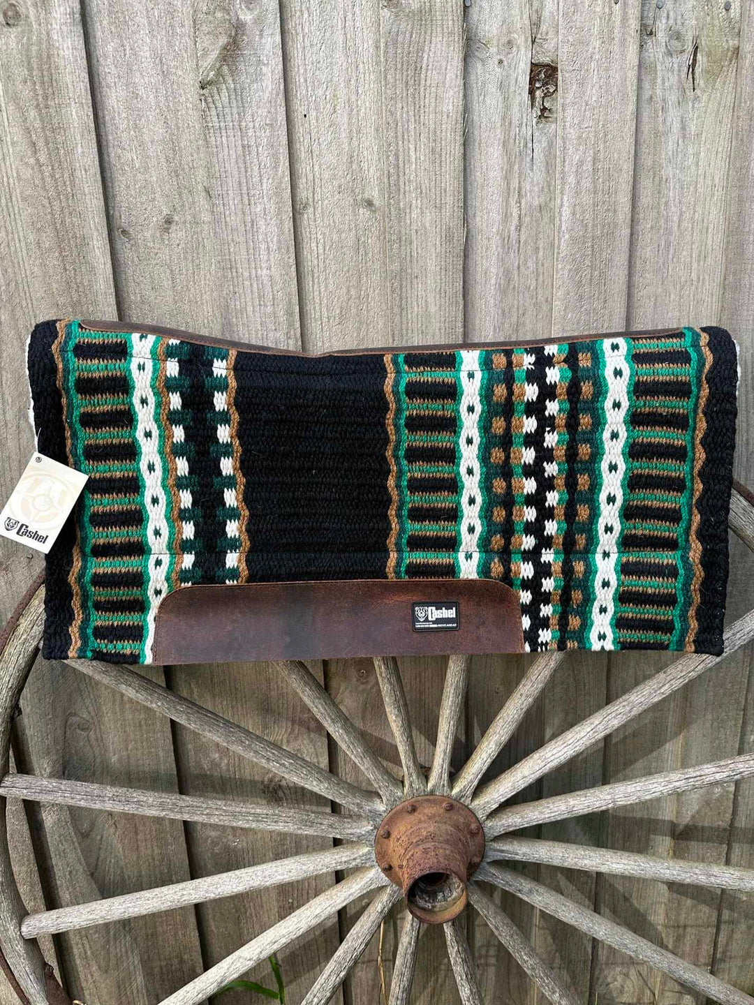 Western Saddle Pad Cashel Brand Black/Green  32x34