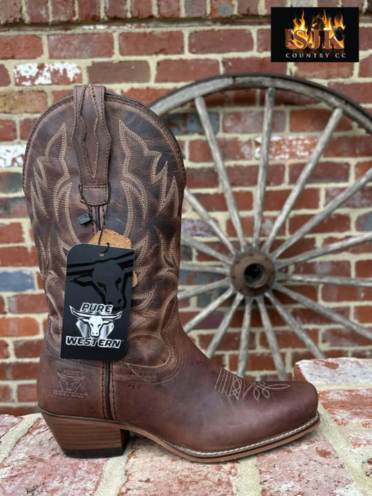 Pure Western Pioneer Leather Western Cowboy Boots