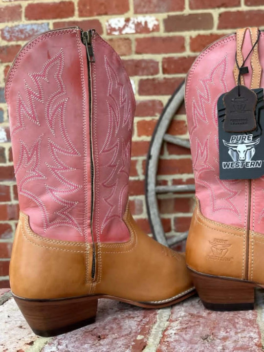 Pure Western Pioneer Leather Western Cowboy Boots
