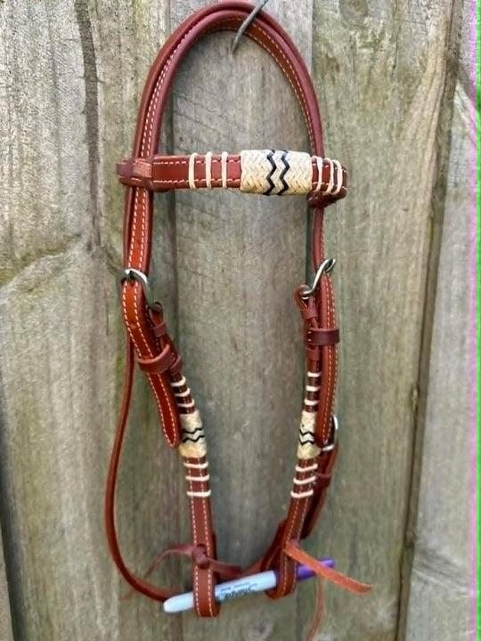 Bridle - Browband  Pony Size Rawhide Leather Detail
