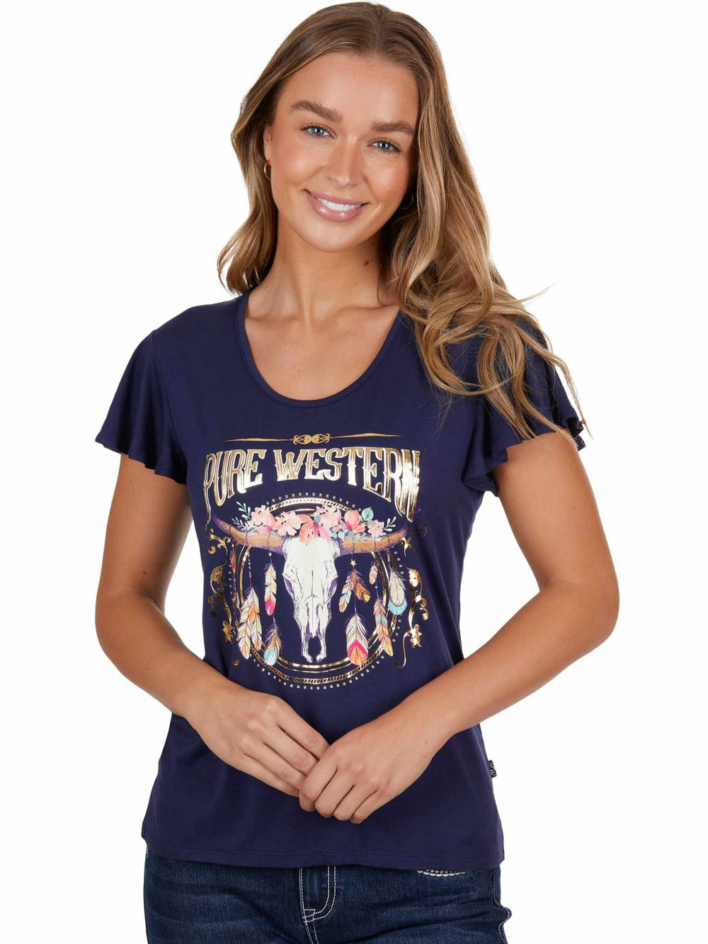 Pure Western Becky Longhorn Tee Top