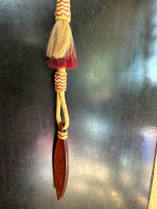 Quirt -  Braided Barrel Quirt with Leather Popper Crop Whip Over under DISPLAY