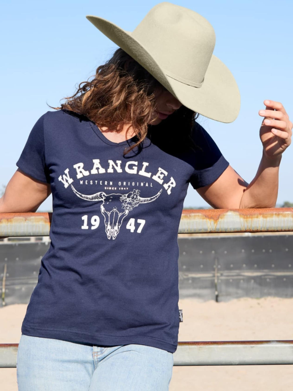 Wrangler Reece Tee Shirt Top Navy