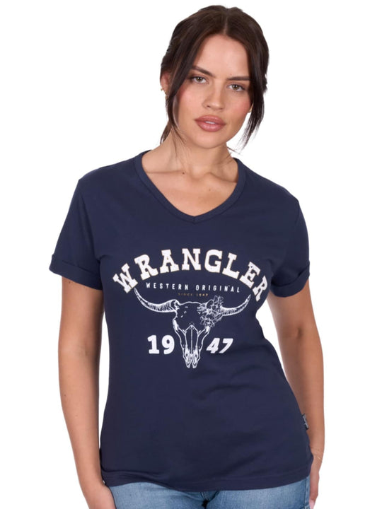 Wrangler Reece Tee Shirt Top Navy