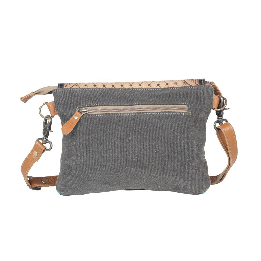 Western Leather Recycled Canvas  Crossbody Handbag