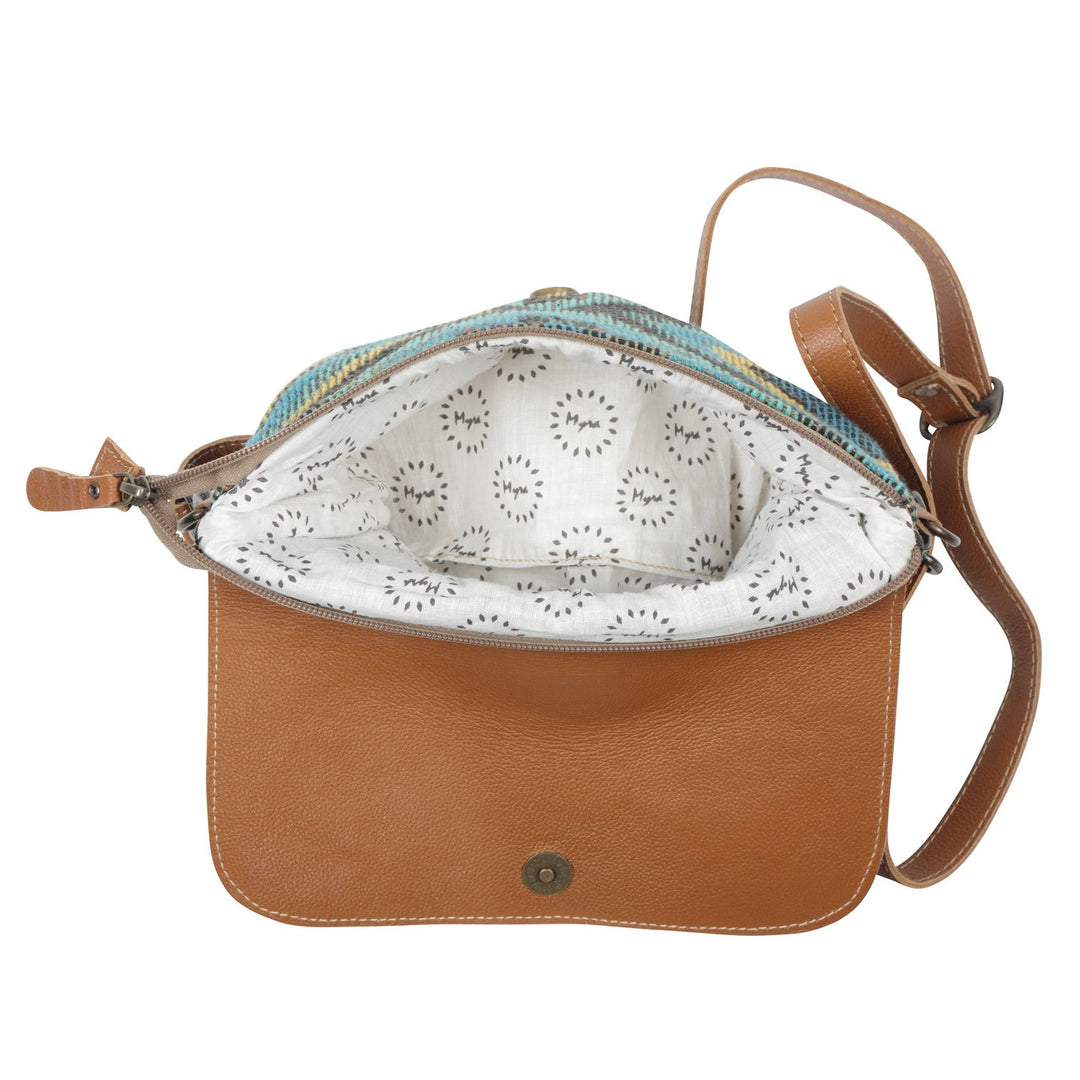 Western Leather Recycled Canvas  Crossbody Handbag
