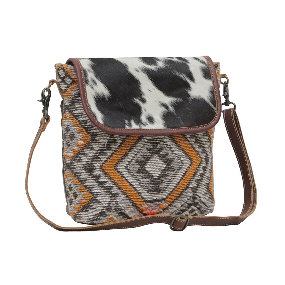 Western Hide Recycled Canvas & Hide Crossbody Handbag