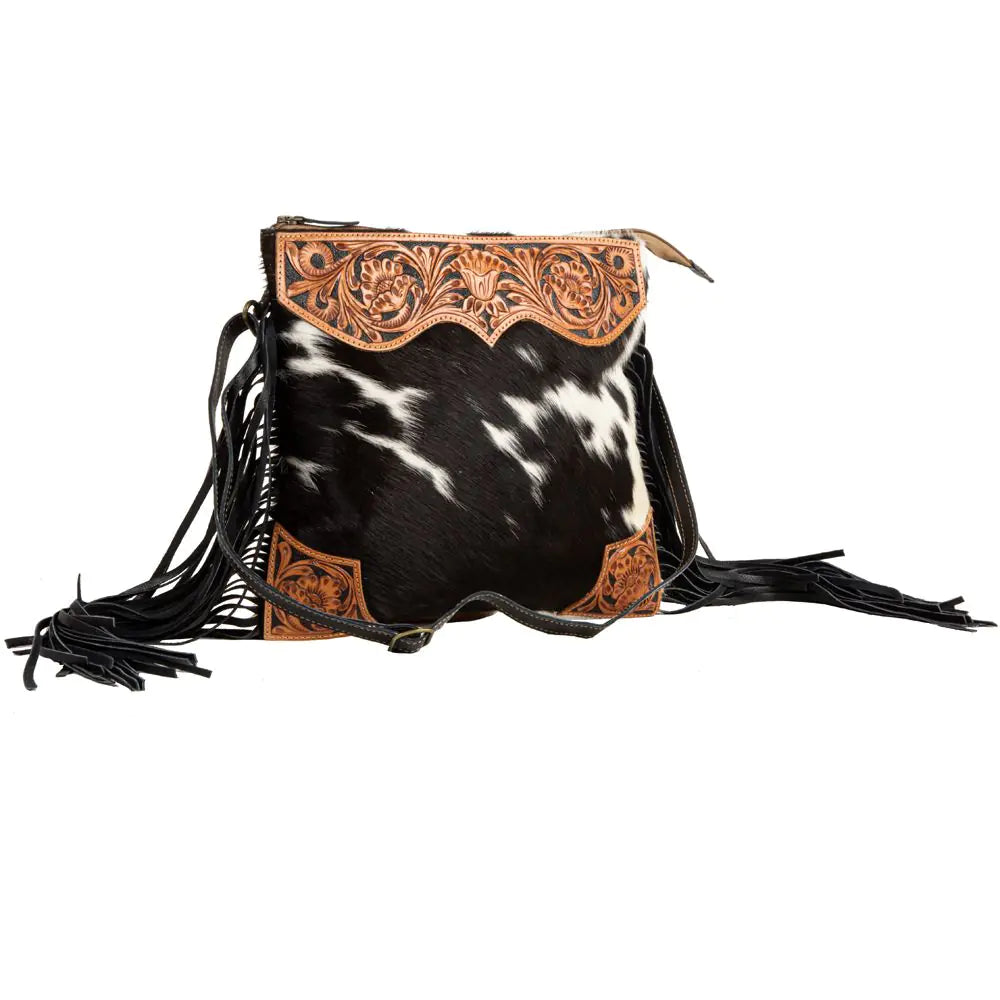 Western Hide & Leather  Crossbody w Fringe