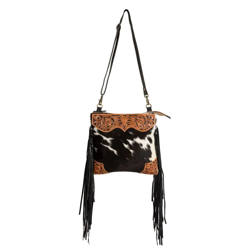 Western Hide & Leather  Crossbody w Fringe