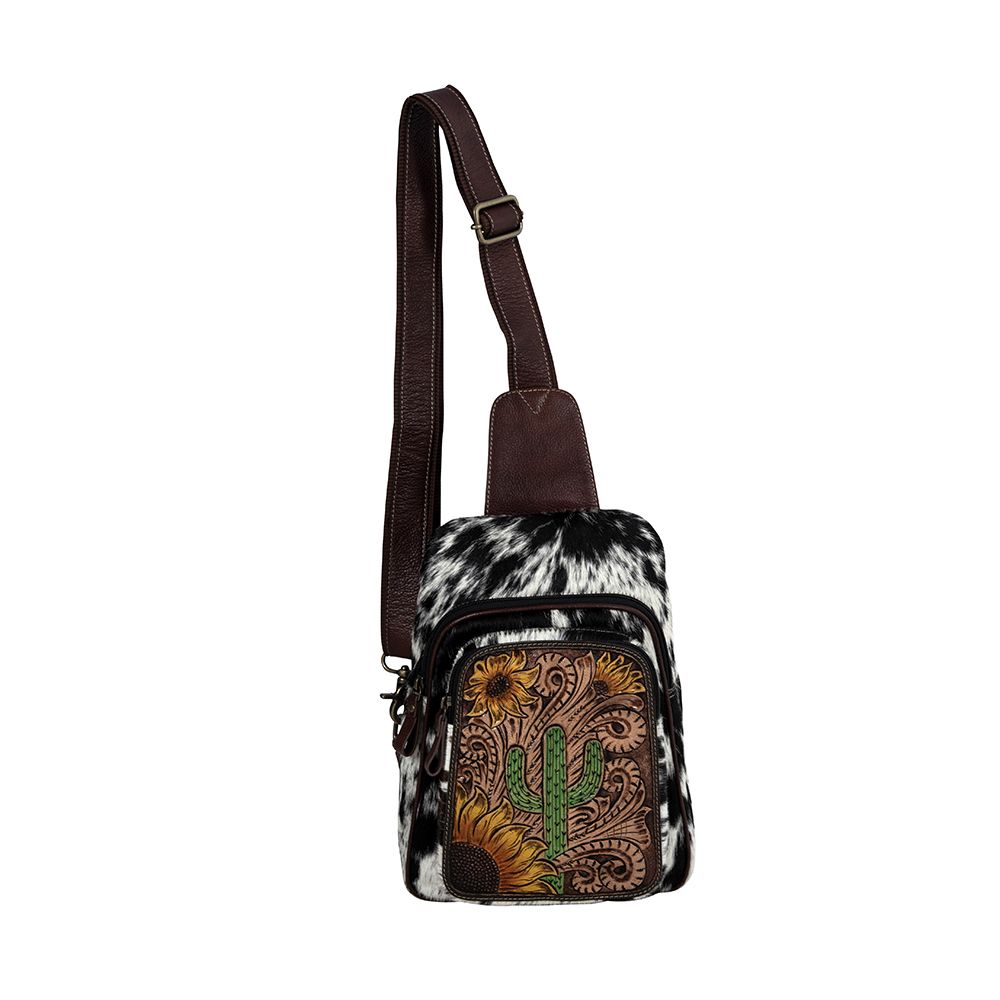 Backpack -  Hair on Hide and Leather Cactus Sling Bag