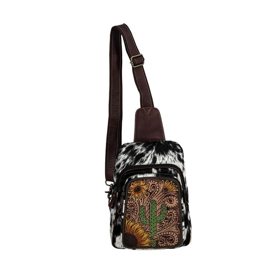 Backpack -  Hair on Hide and Leather Cactus Sling Bag