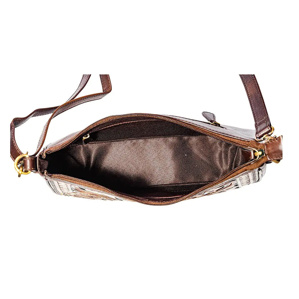 Western Leather Tooled  Crossbody Handbag