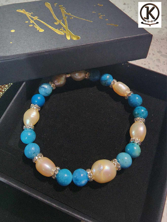 Jewellery - Genuine Semi Precious Gemstone & Freshwater Pearl Bracelet