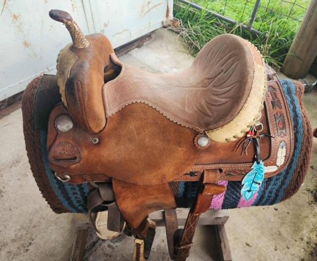 USED Saddle - Barrel Saddle 14" Allen Ranch Brand PICK UP ONLY