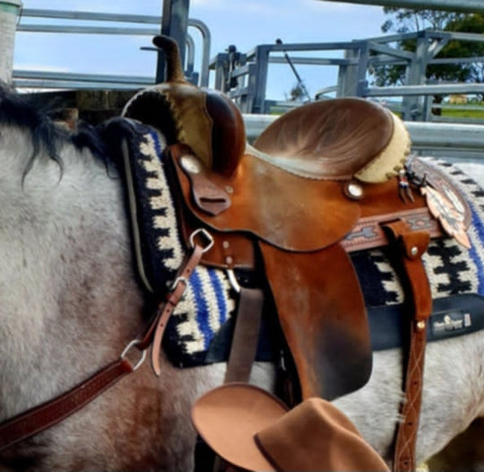 USED Saddle - Barrel Saddle 14" Allen Ranch Brand PICK UP ONLY