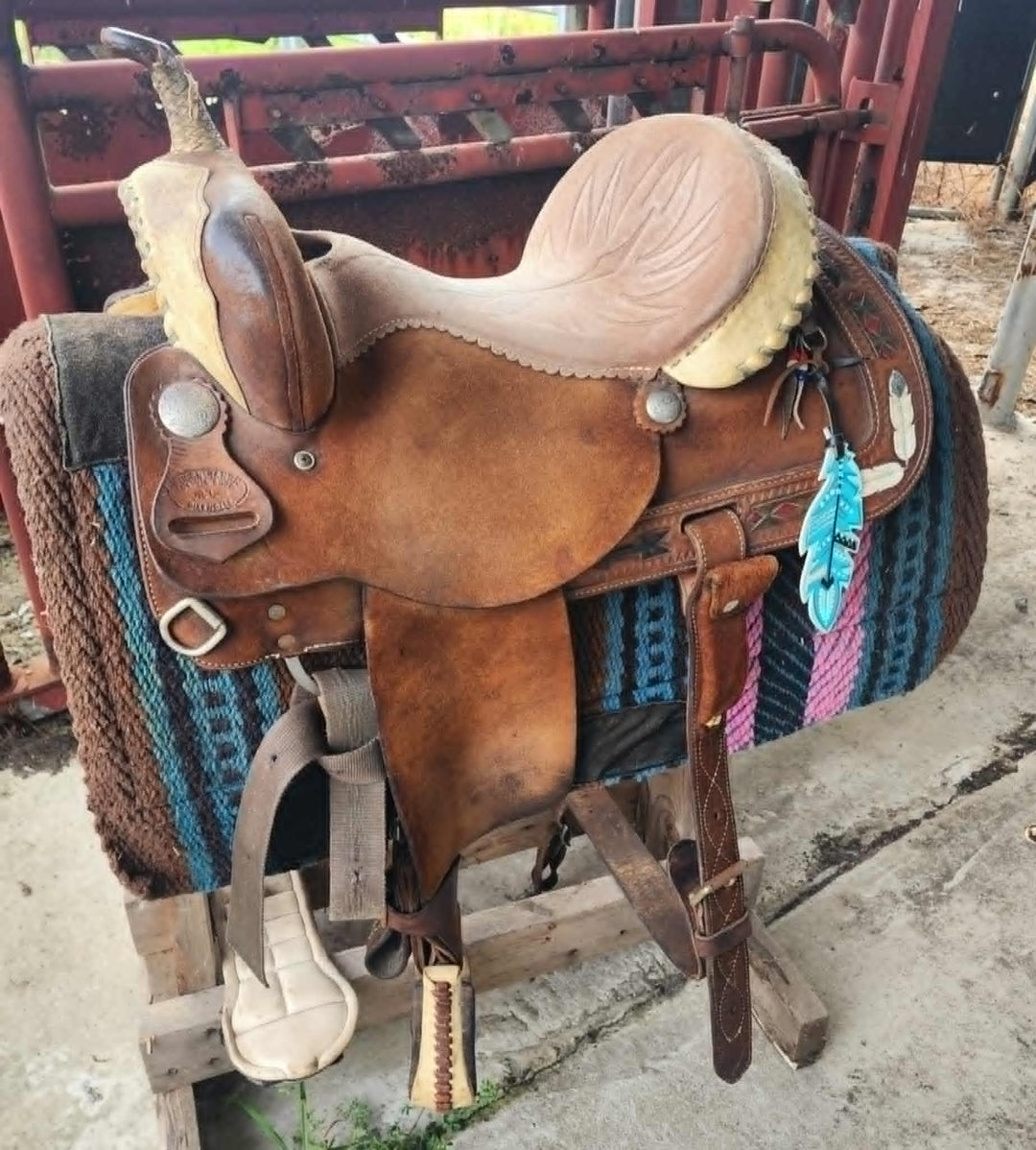 USED Saddle - Barrel Saddle 14" Allen Ranch Brand PICK UP ONLY