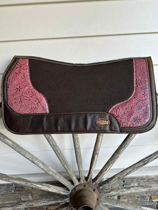 Western Klassy Cowgirl  28x30  Barrel  Style 1”  Brown  felt  pad