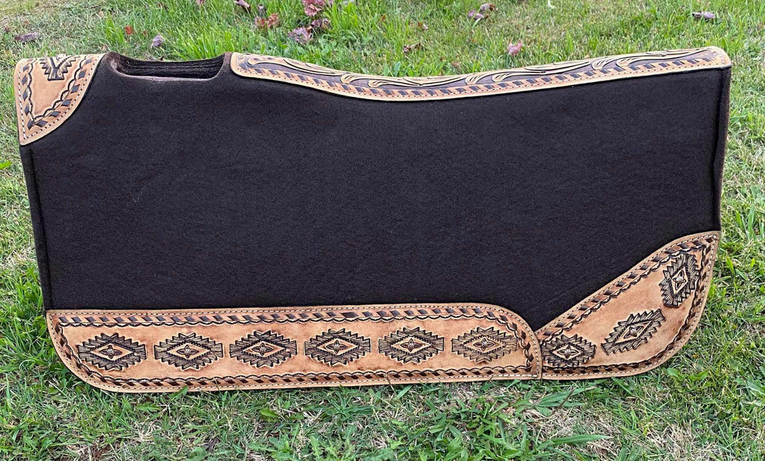 Western Saddle Pad  Felt Contoured 31" X 32"  Aztec Pattern