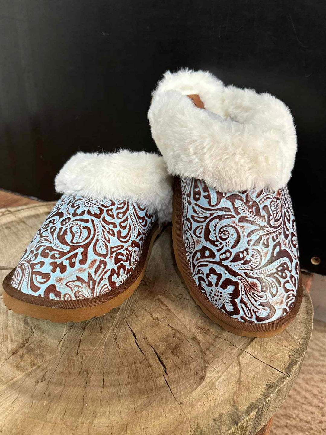 Slippers -  Genuine Embossed Leather Slippers
