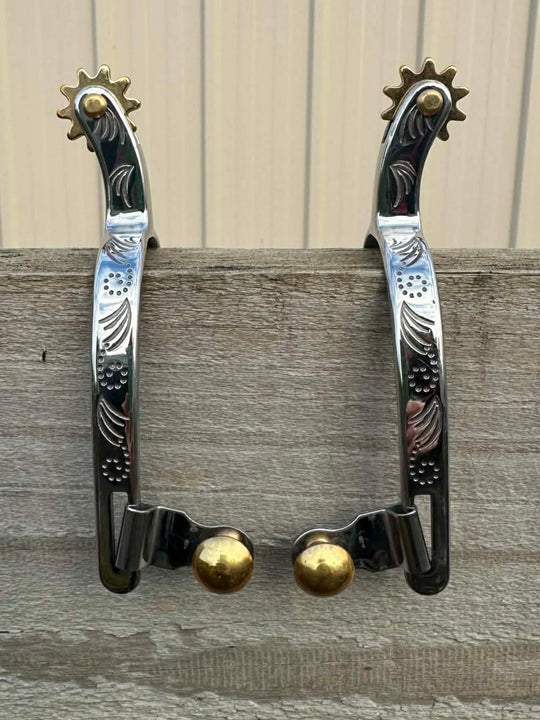 Spurs -  Ladies stainless steel spurs with brass rowel