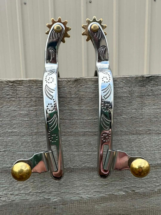 Spurs -  Ladies stainless steel spurs with brass rowel