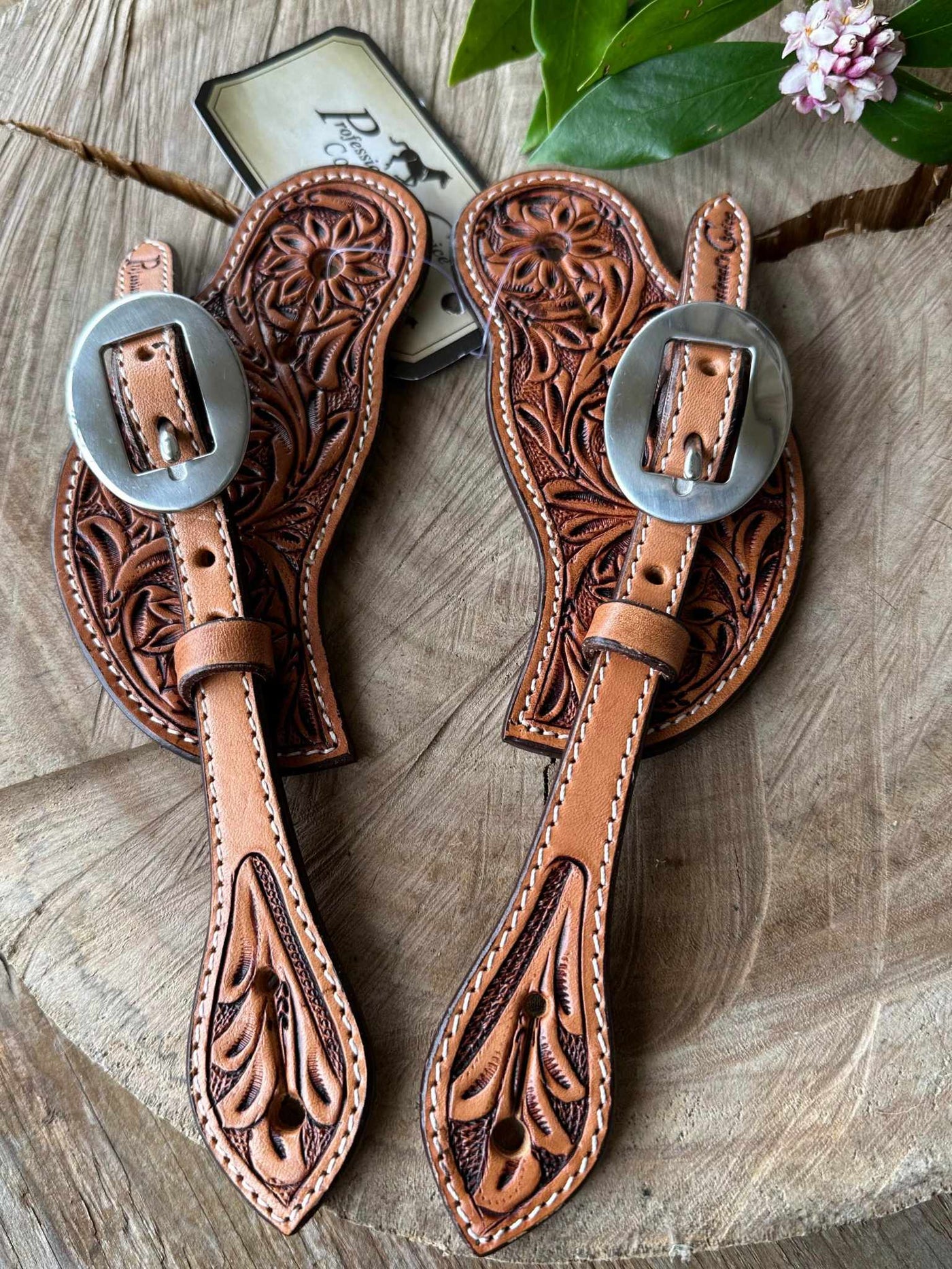 Strap -  Pro Choice Buckaroo Tooled Leather Spur Straps
